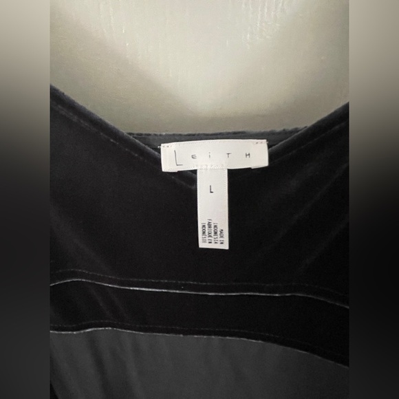 New Velour Viscose Black Maxi Slip Dress w/ Navy Velvet Top & Back Cutout Size L - Picture 6 of 9